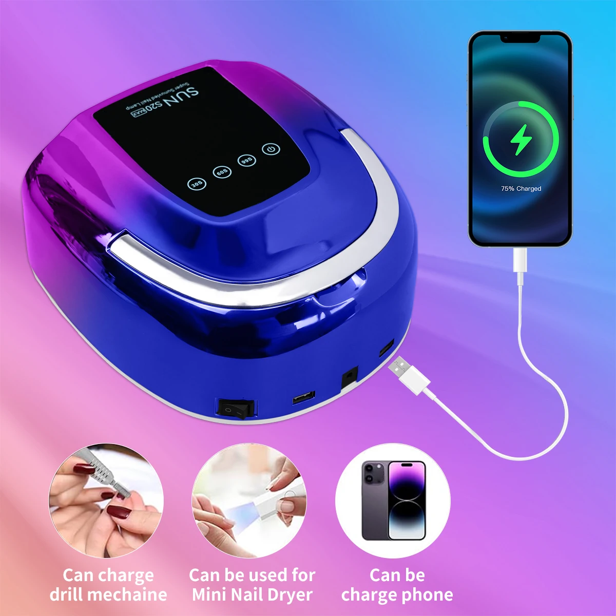 S20 48LED Профессиональная Перезаряжаемая УФ-светодиодная Маникюрная Лампа