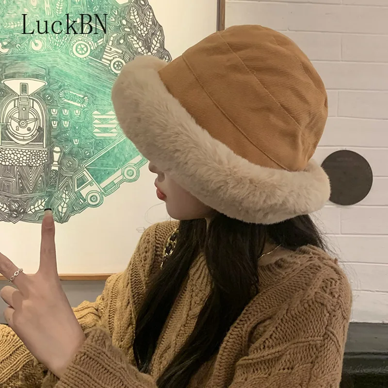 

Female Japanese Winter Hat Plus Velvet Thick Fisherman Hat Korean Version Personality Warm Fashion Foreign Style Basin Hat 2022