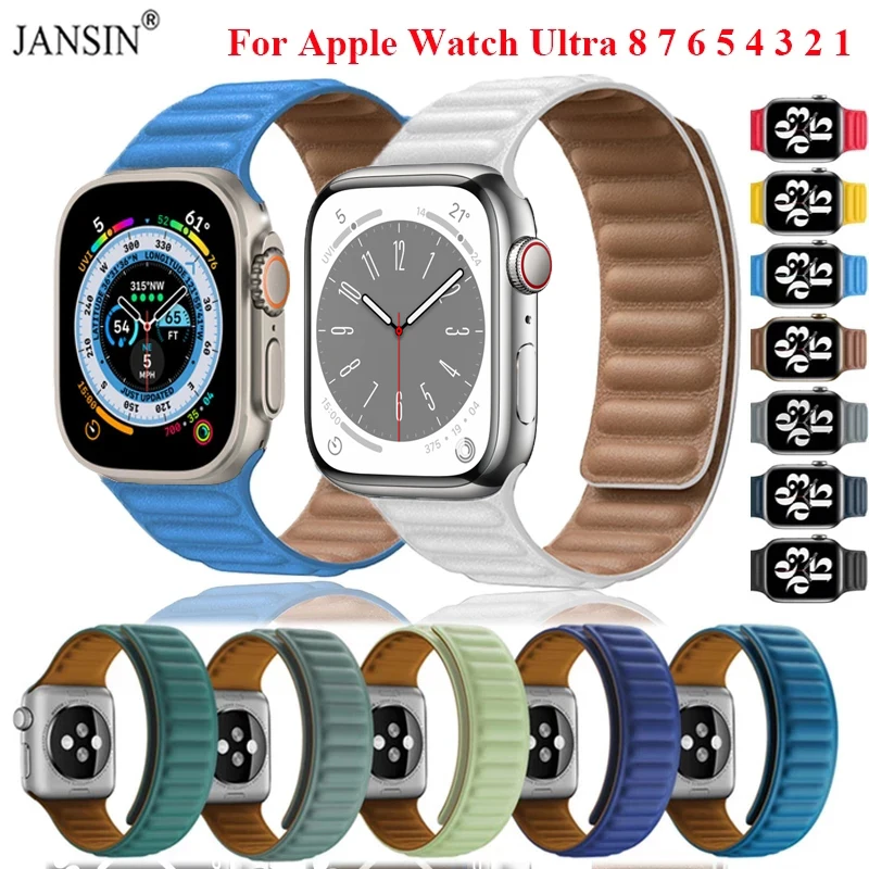 

Кожаная Петля для Apple Watch 8 7 6 SE 5 4 3 2, ремешок для Apple Watch Series 41 мм 45 мм 40 мм 44 мм 38 мм 42 мм 49 мм