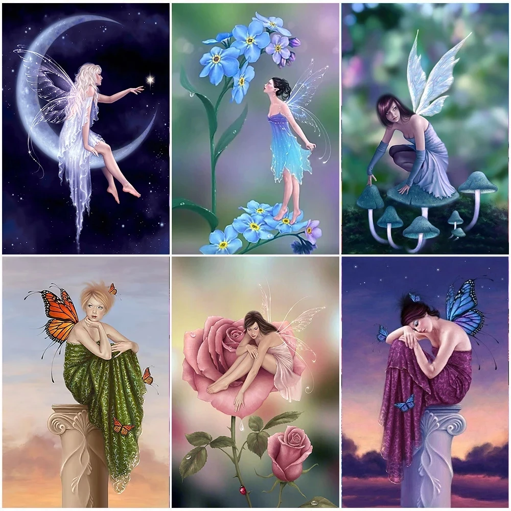 

Алмазная живопись, цветок, фея, Бабочка, картина, вышивка крестиком, полная вышивка, семейный Декор Mk748