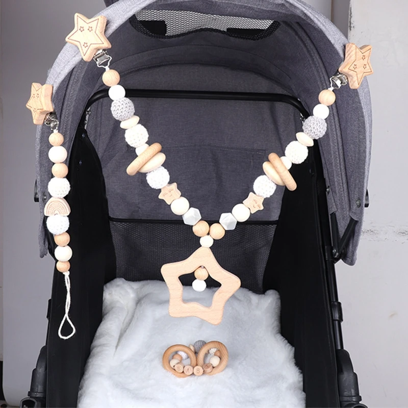 

Подвеска с пятиконечной звездой Baby 3 шт./компл. Подвеска для коляски зажим для детской коляски погремушка-пустышка цепочка для младенцев дер...