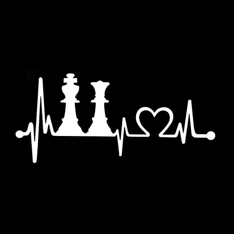 

Fun King Queen Chess Set Heartbeat Vinyl Black/Silver Car Sticker 15.2CM*6.8CM
