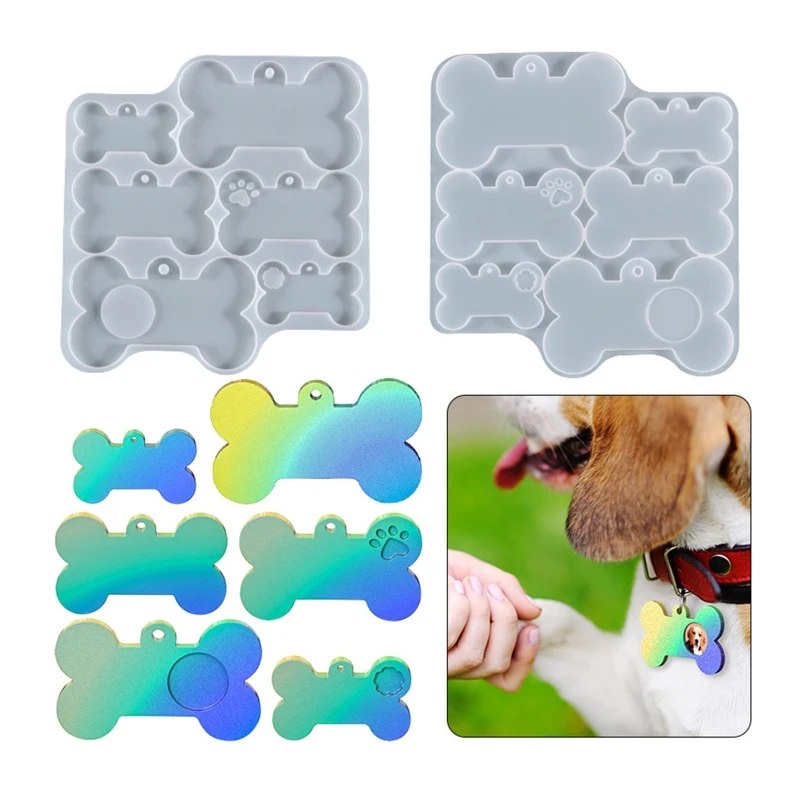

Silicone Bone Shape Pendant Resin Mold DIY Dog Tag Dog Bone Shaped Keychain Resin Casting Mold Resin Crafting Tools