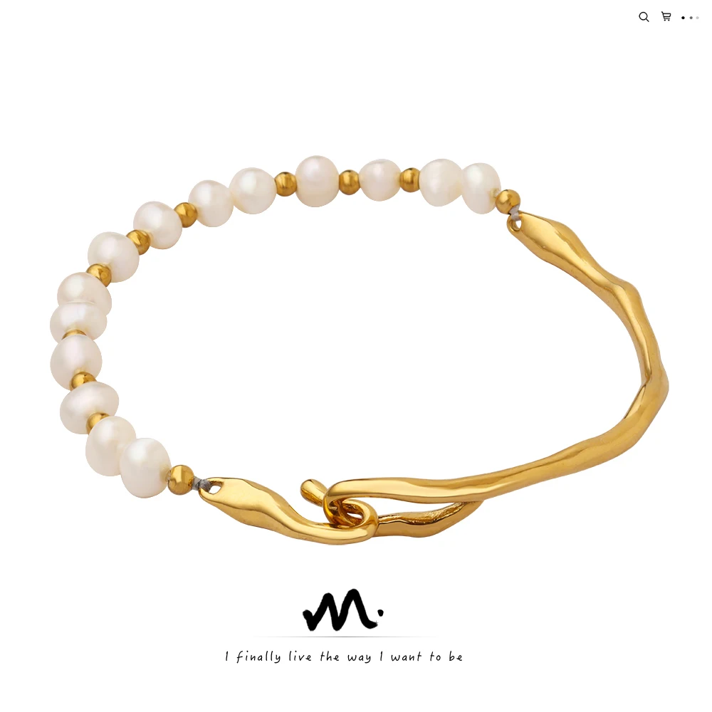 

ALINE Natural White Keshi Freshwater Pearl Yellow Gold color Plated Choker Necklace Women OL African Jewelry Bohemian Styl