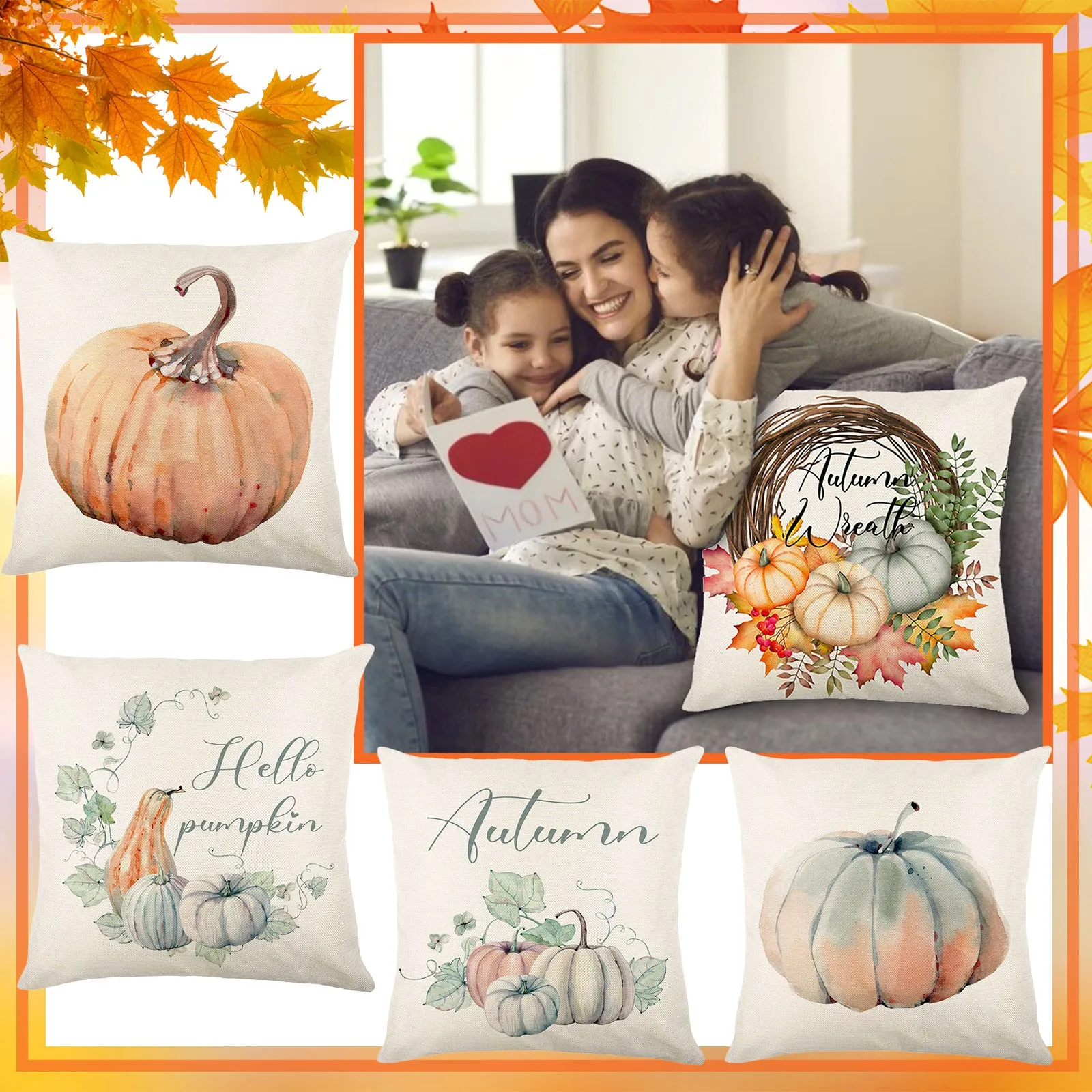 

Наволочка льняная с цифровым принтом, 45x45 см, 18x18