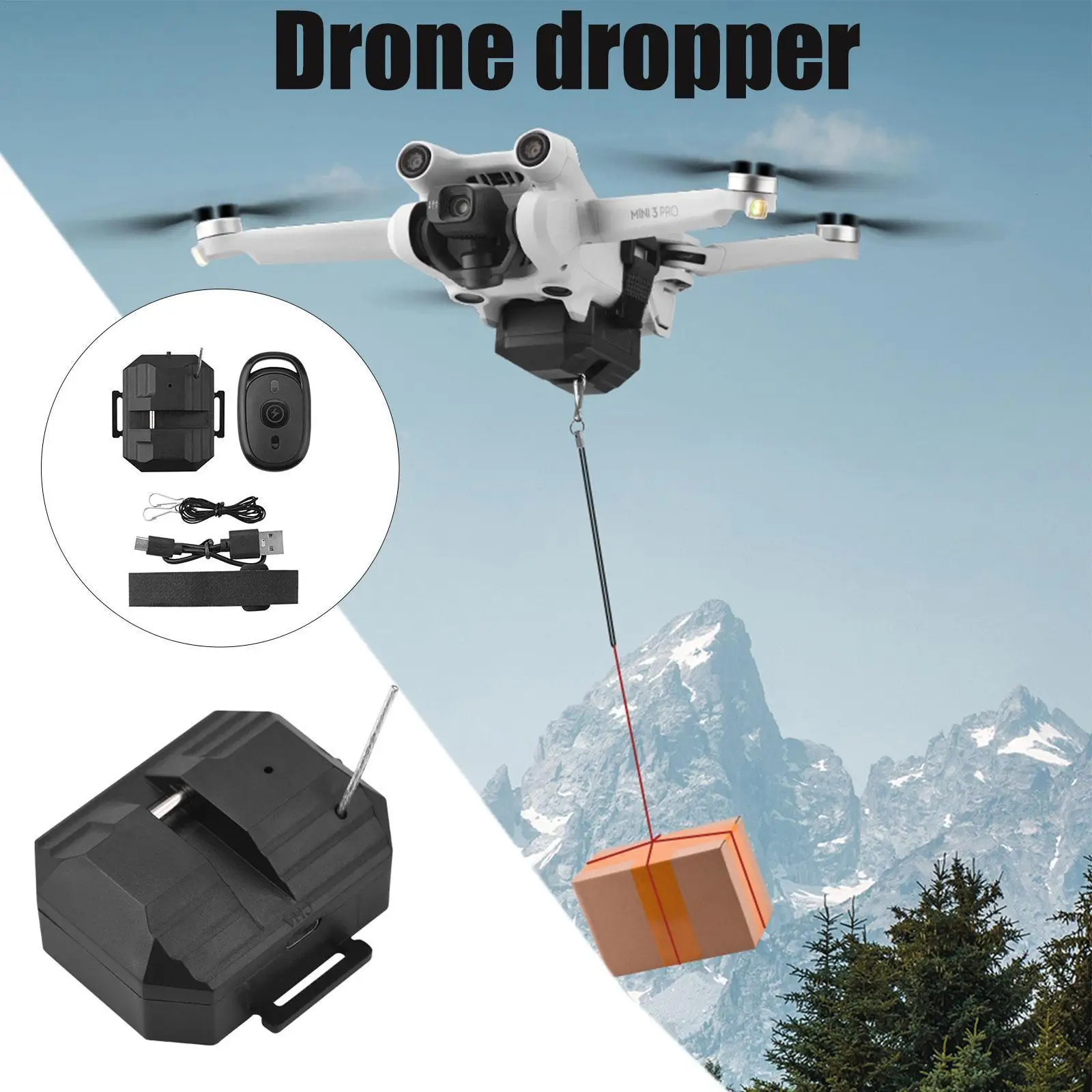 

Подходит для дрона DJI MINI3 PRO Thrower Airdrop Yu3/AIR2 универсальные параболические аксессуары Дрон пипетка B3E7