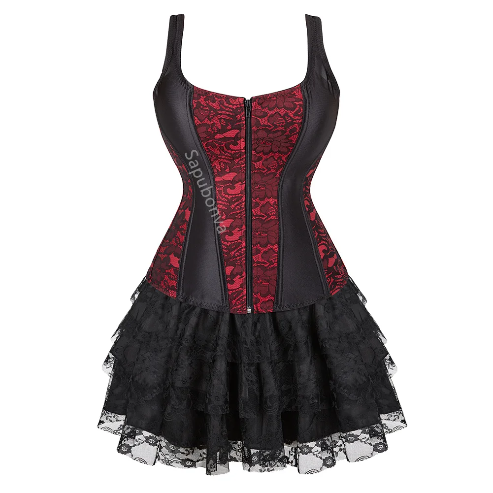 Корсет платье юбка-пачка комплект с кружевными лямками костюм на молнии женская