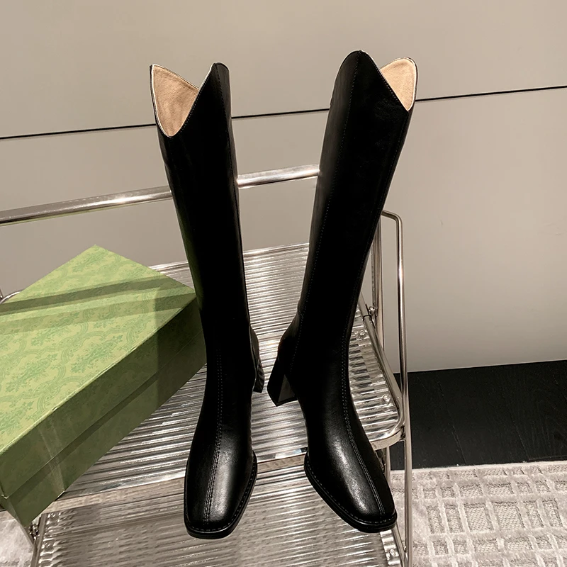 

Women's High-Heeled Boots 2022 New High Boots V-top Fashion Boots Square Head Shoes With All Kinds Of 33-41