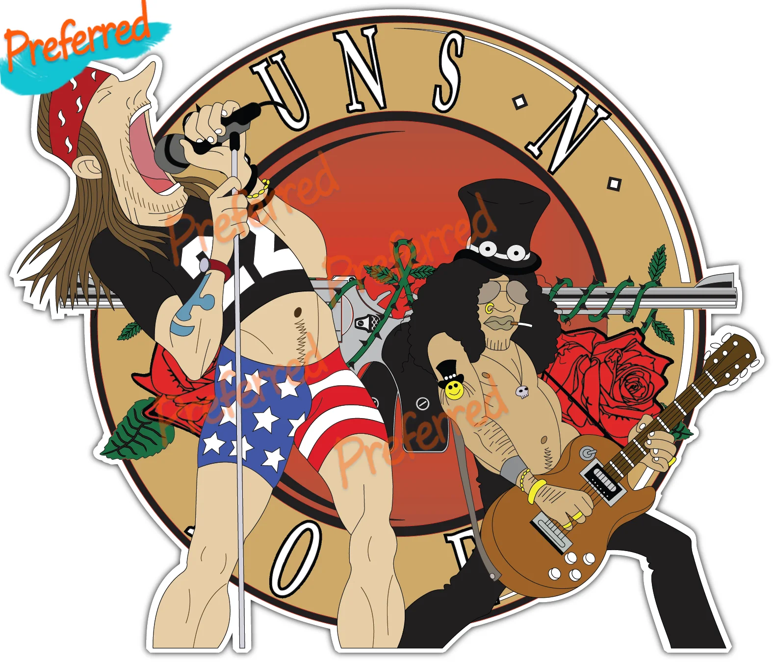 

Guns N' Roses Rock Music Color Die Cut Виниловая наклейка Водонепроницаемая для ваших всех автомобилей Гоночный ноутбук Шлем Багажник Серфинг Кемпер