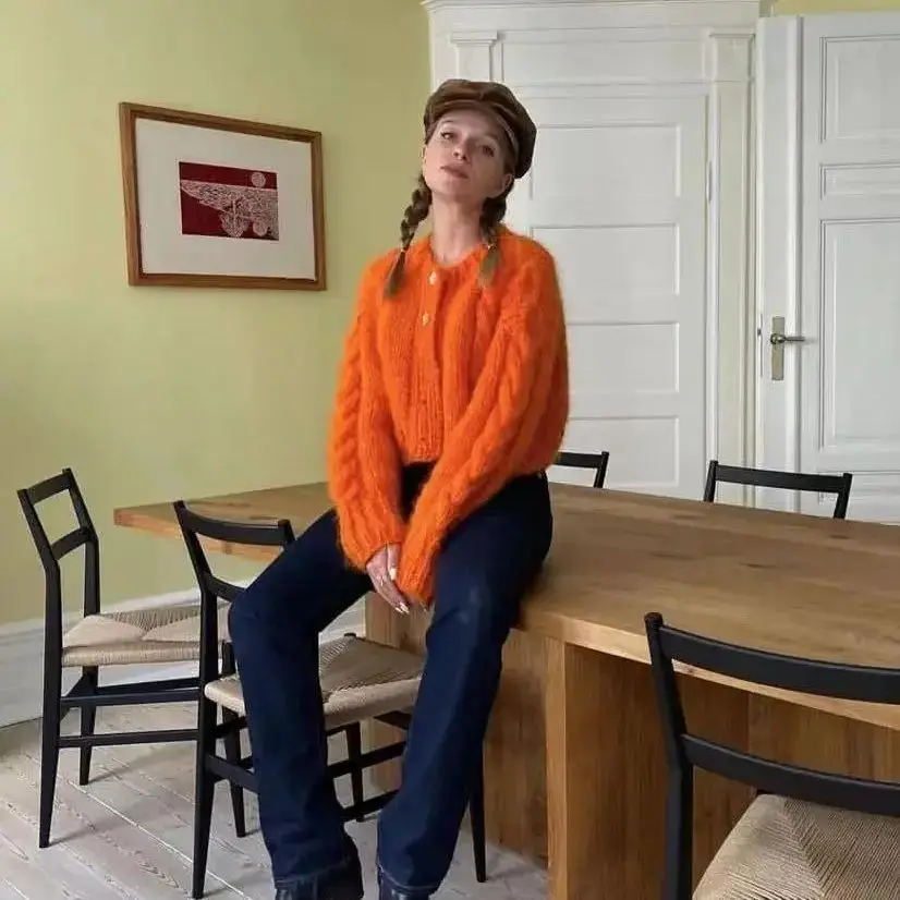 Новинка весна-осень 2024 модный темпераментный тонкий жареный вязаный кардиган