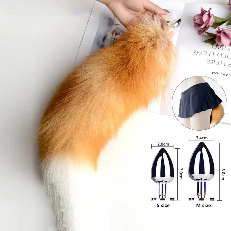 Анальная пробка с настоящим лисьим хвостом для женщин разделительная анальная