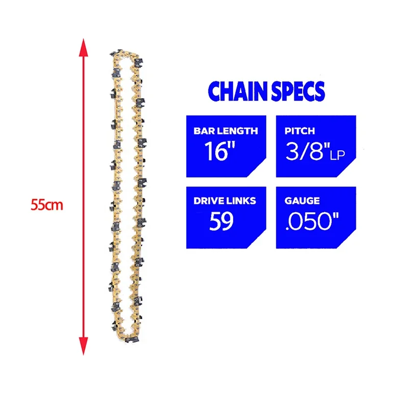 Цепная пила, 16 дюймов, 59 приводных колец, 29 резаков, 3/8 LP шаг. 050 дюймов, для деревообработки, замена аксессуаров для электропилы