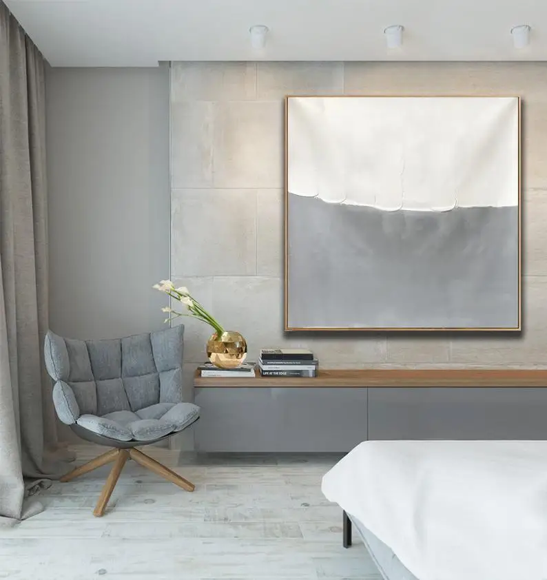 

Экстра большая абстрактная настенная живопись, оригинальная картина, текстурированная Настенная картина на холсте, серая картина, совреме...