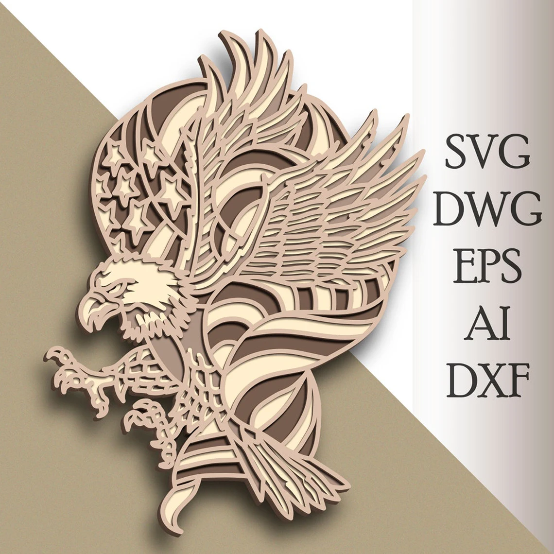 

Multilayer Eagle Vector Model Home Decor Wall Art DWG DXF SVG AI EPS File for Laser Cutter and Cricut Maker