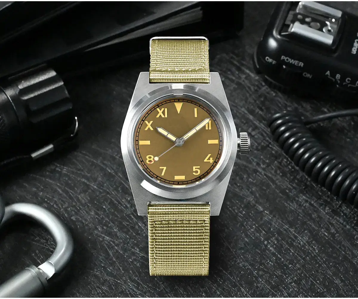 

Saint Martin Pilot Watch NH35 Military Sapphire Automatic Mechanical Men's Watch Nylon strap 20Bar Waterproof Watch For Men