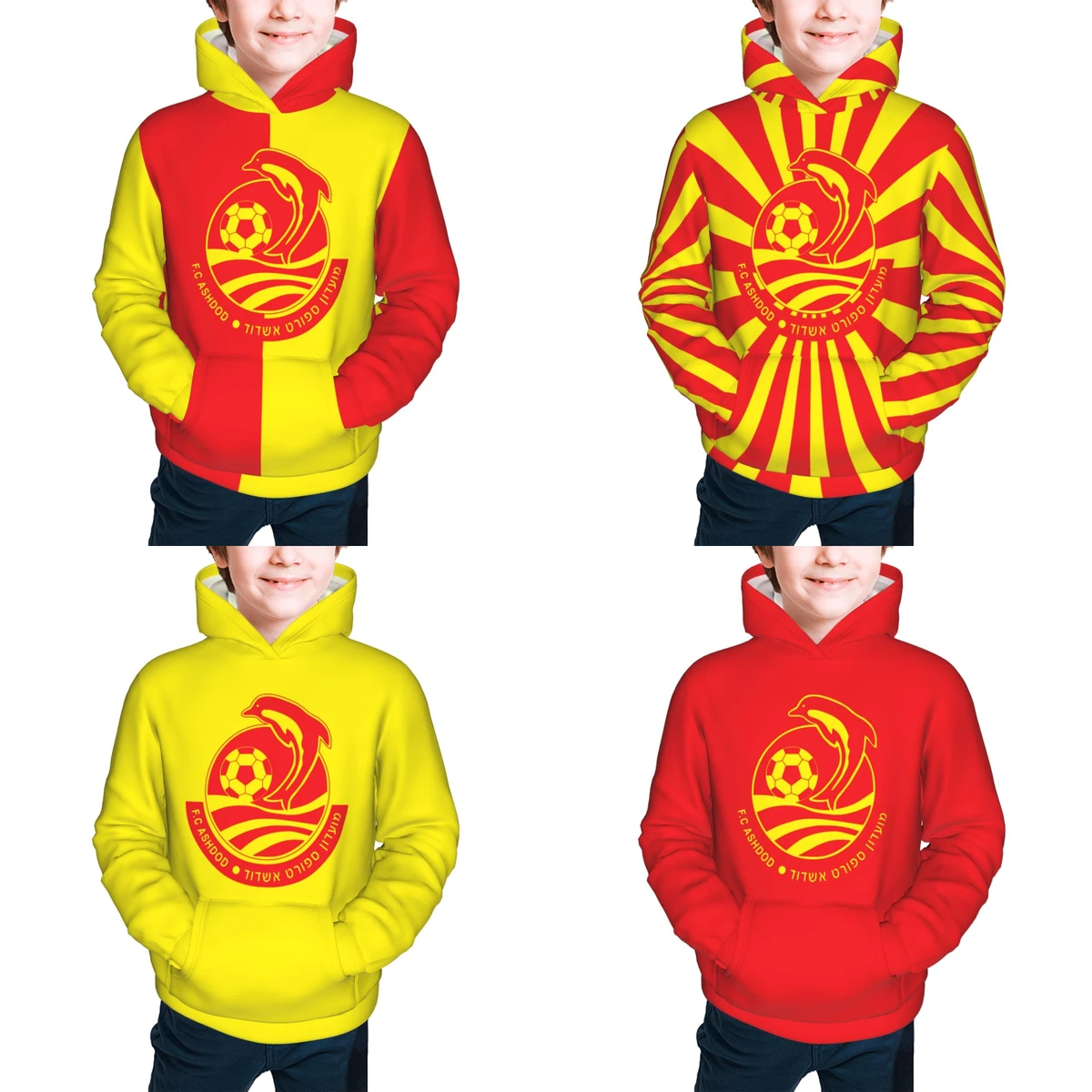 Детский пуловер с капюшоном Ashdod FC Толстовка для молодежи Детские повседневные