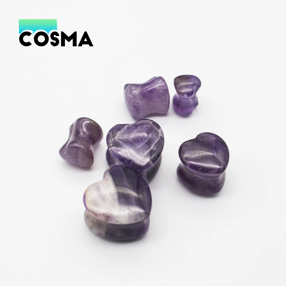 

COSMA 1 pair Peach Heart Ear Broad Amethyst High grade Heart Ear Enlarger Body Piercing Jewelry