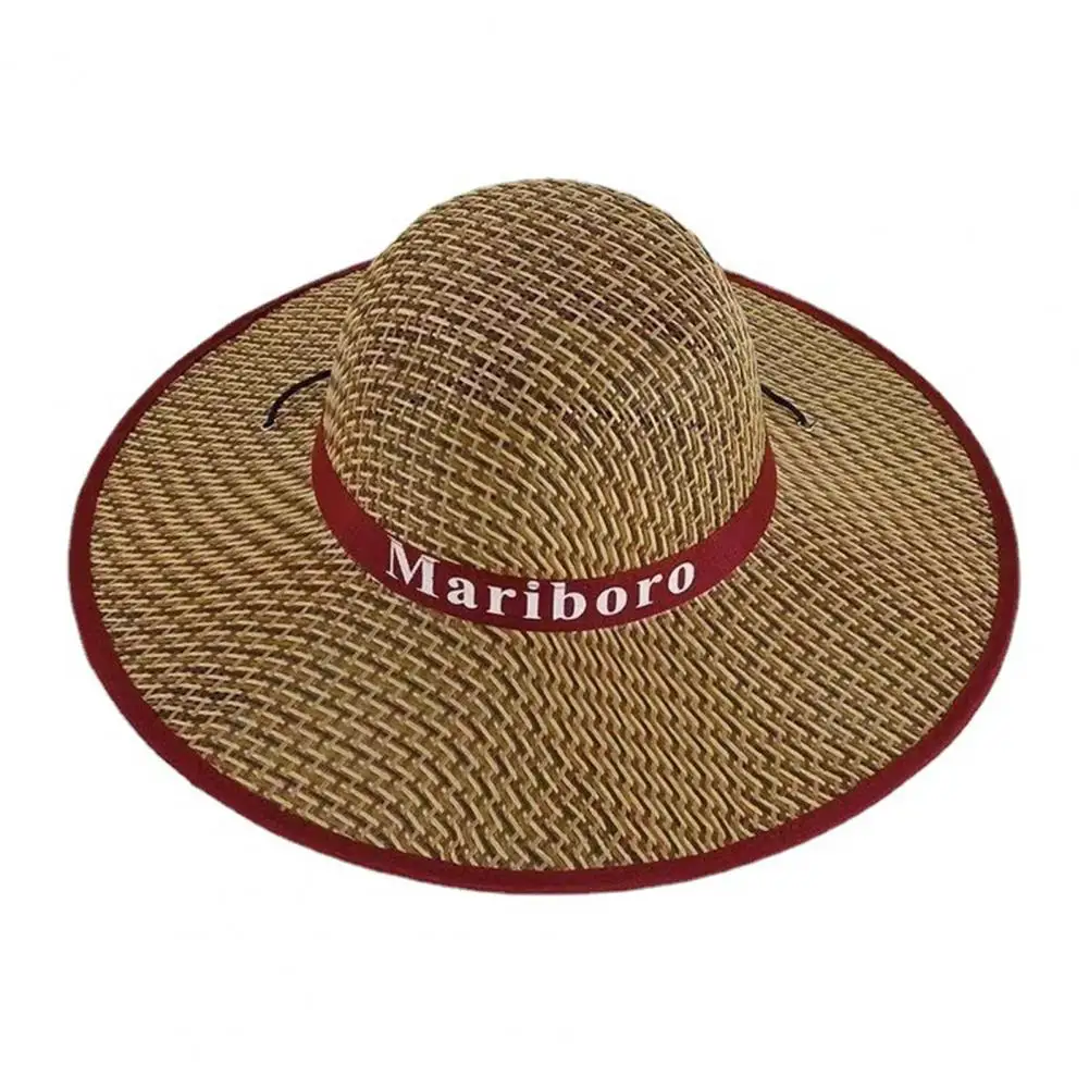 

Stylish Straw Hat Drawstring Closure Multifunctional Classic Straw Sun Beach Hat Breathable Western Cowboy Hat Travel Supply
