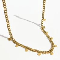 perisbox disc coin charm necklace golden stainless steel chunky necklaces for women minimalist waterproof jewelry 2022