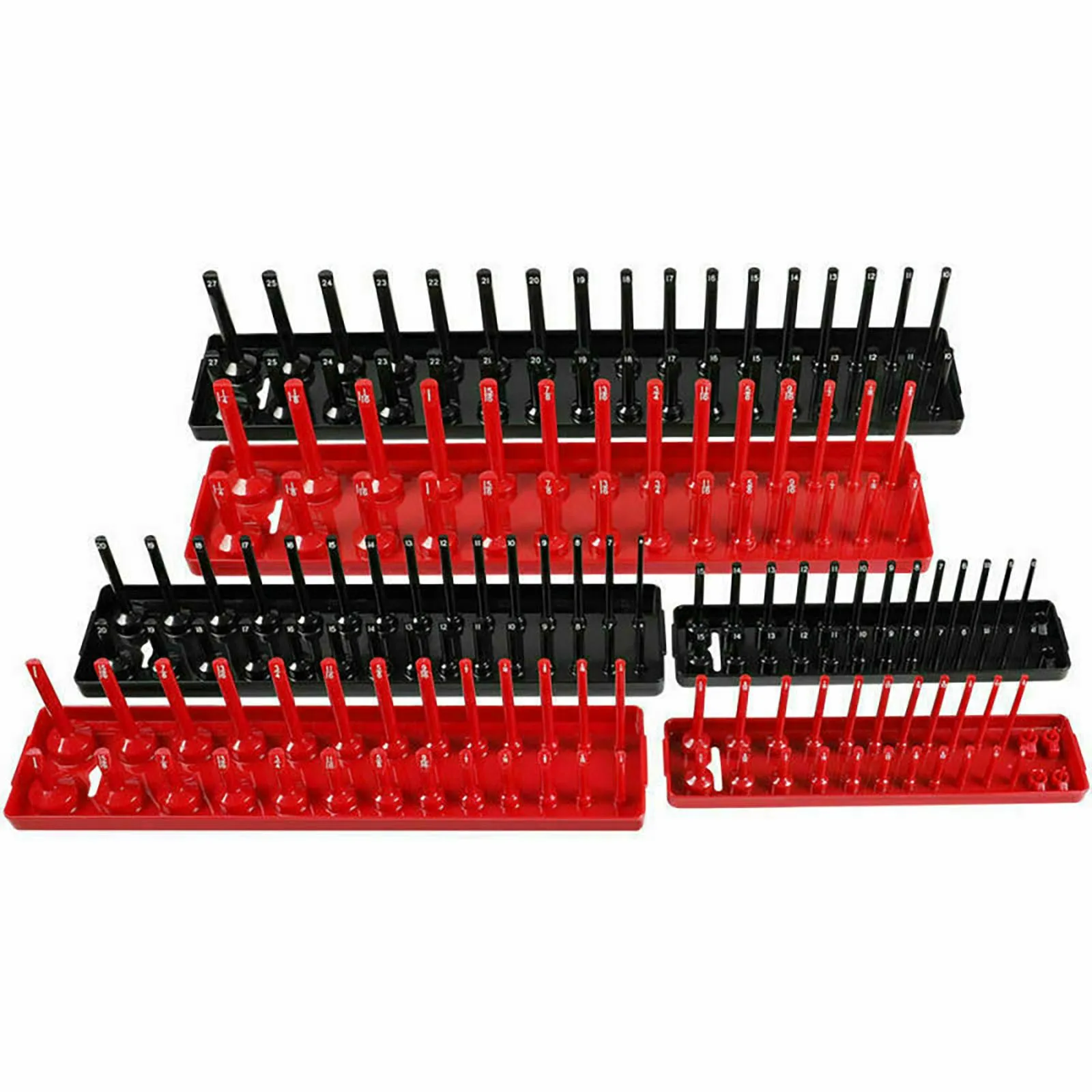 

6pcs Socket Organizer Tray Rack Metric SAE Sleeve Storage Holder Tool 1/4" 3/8" 1/2" socket