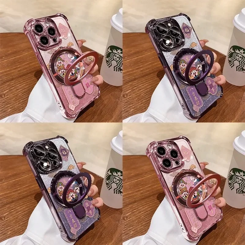 Чехол Ba Fang Lai Cai с защитой от падения для iPhone 16 15 14 13 12 Pro Max Plus защита объектива