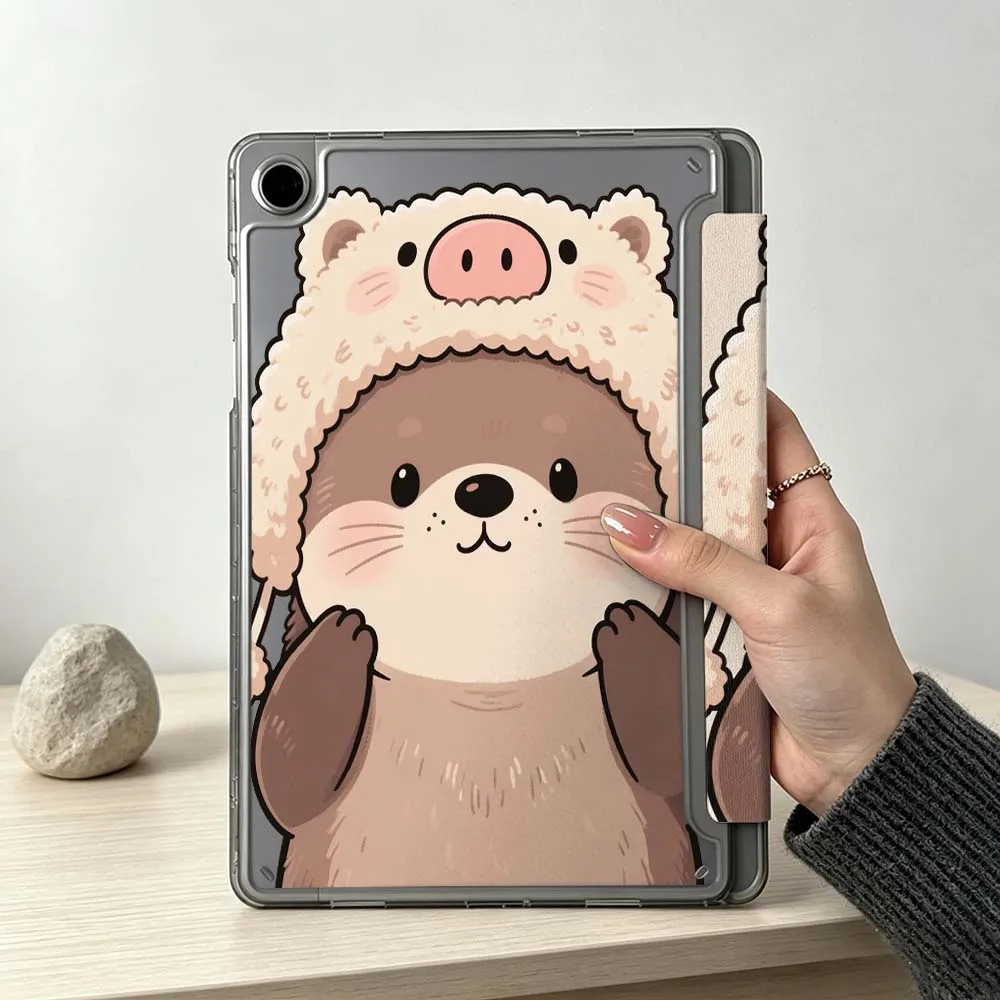 Фото Мягкий складной чехол для планшетов Samsung Galaxy Tab S10 S9 S8 S7 S6 A11 A10 A9 FE Plus Lite Foldable 3Y с мультяшным изображением морской выдры №2