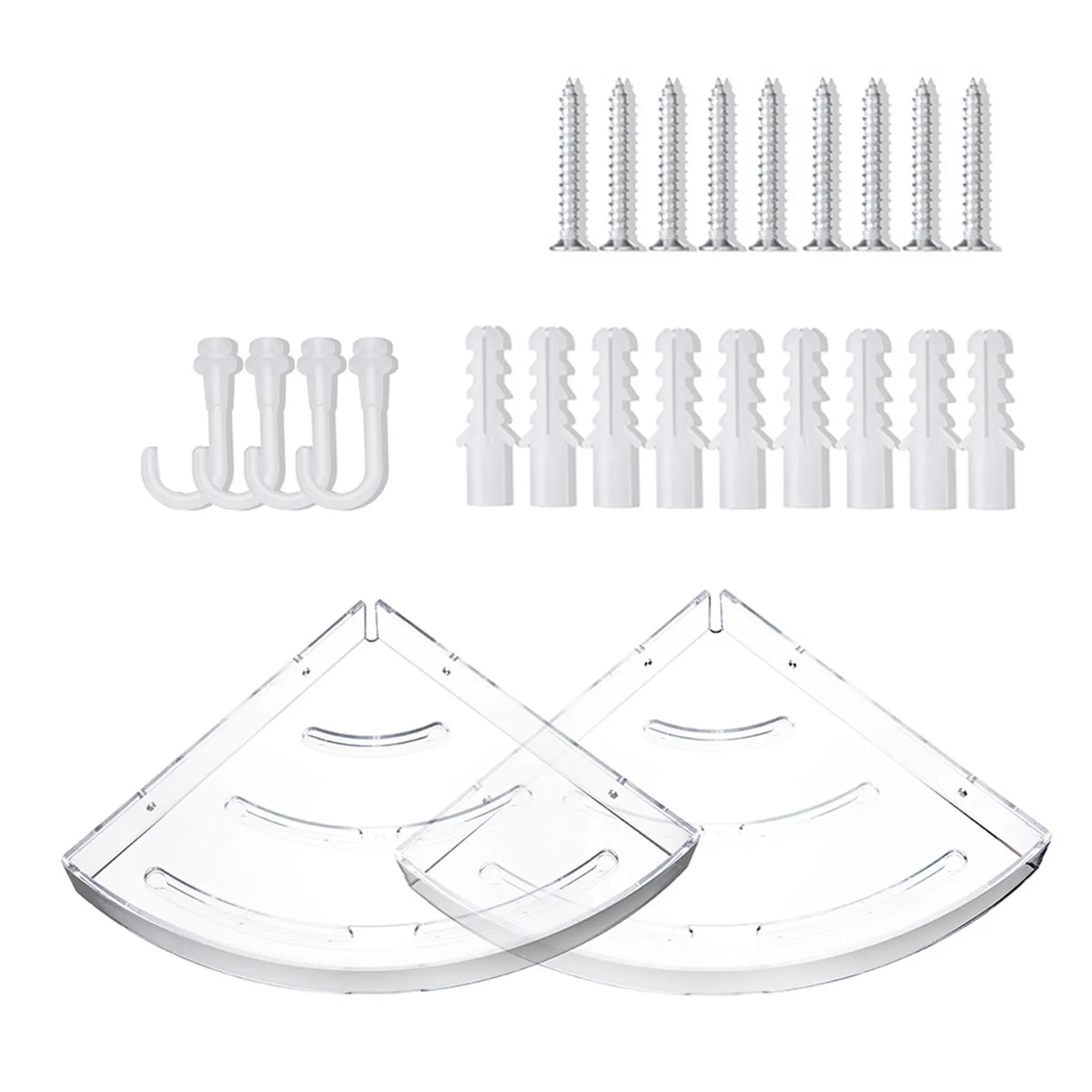 

2 шт., прозрачная акриловая угловая полка с крючками