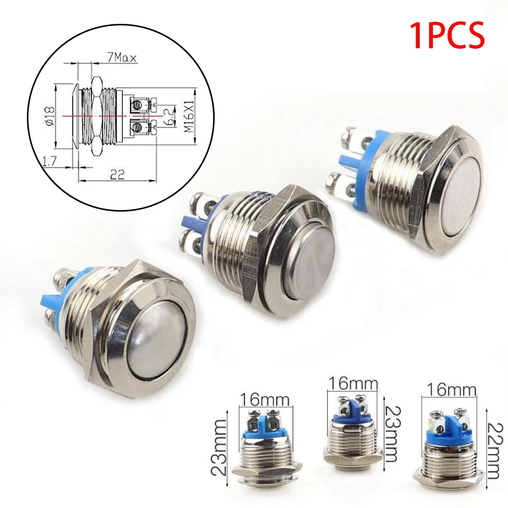 1pcs 16mm 1NO Self Recovery Metal Doorbell Bell Horn Power Push Button Switch Screw Car Engine PC Reset 3 Styles