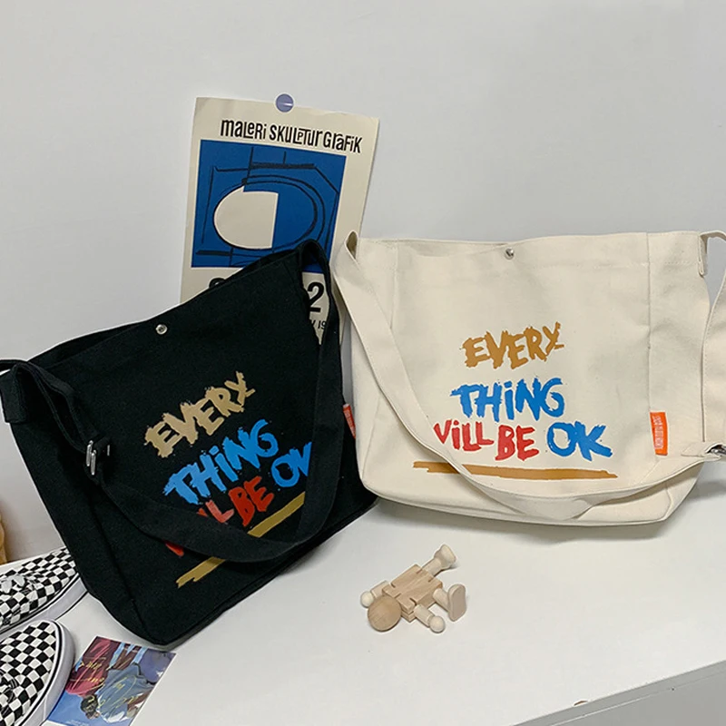 

Canvas Crossbody Bag Letters Youth Fashion Casual Version Ladies Large Capacity Shoulder Bag for Women Messenger Handbags