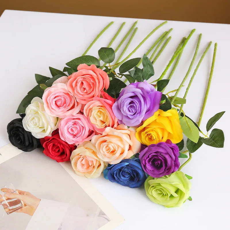 

10 Pieces Artificial Flower Buds Rose Multi Color Rose Fake Flower Valentine's Day Gift Wedding Party Home Decoration