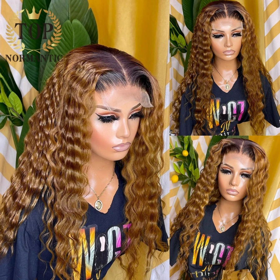 

Topnormantic Ombre Brown Color Deep Wave Wig with Baby Hair 13x6 Lace Front Remy Brazilian Human Hair Wigs for Women
