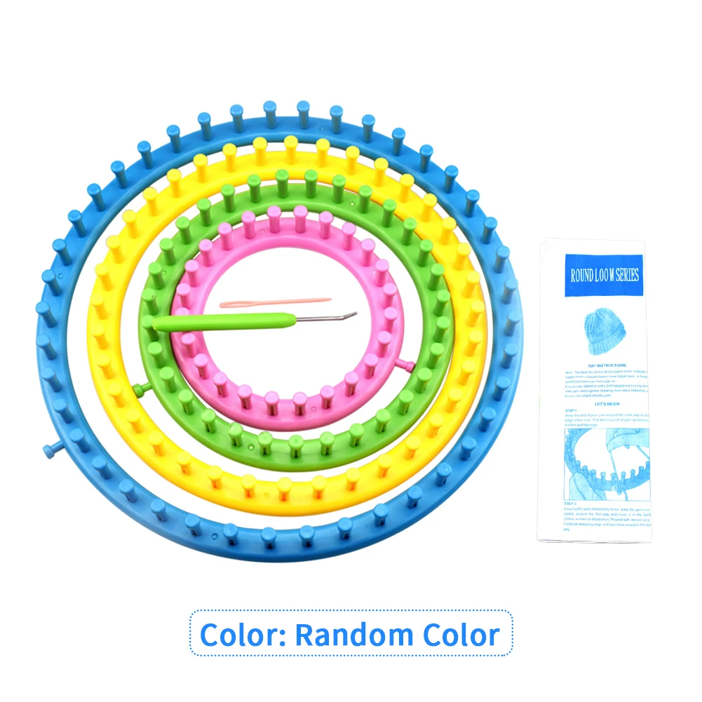 

4pcs Round Crochet Hook Handmade Scraf Maker Sweater Sock Beginner Knitting Looms Set Random Color Home Reusable Portable