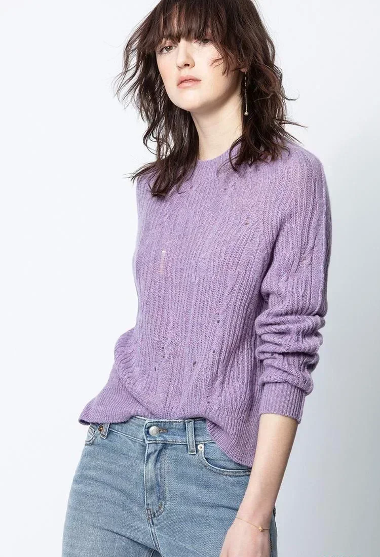 Осень и зима новый французский нишевый ZV женский вязаный крючком полый