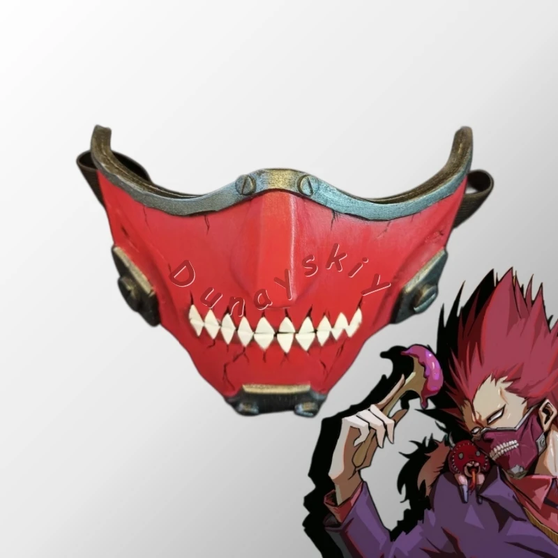 Фото Маска для косплея Дорохедоро (Dorohedoro) «Кэмури» (дымчатая), полумаска, ручная работа, материал EVA, аниме-реквизит, красная маска демона с острыми зубами, для косплея на Хэллоуин №3
