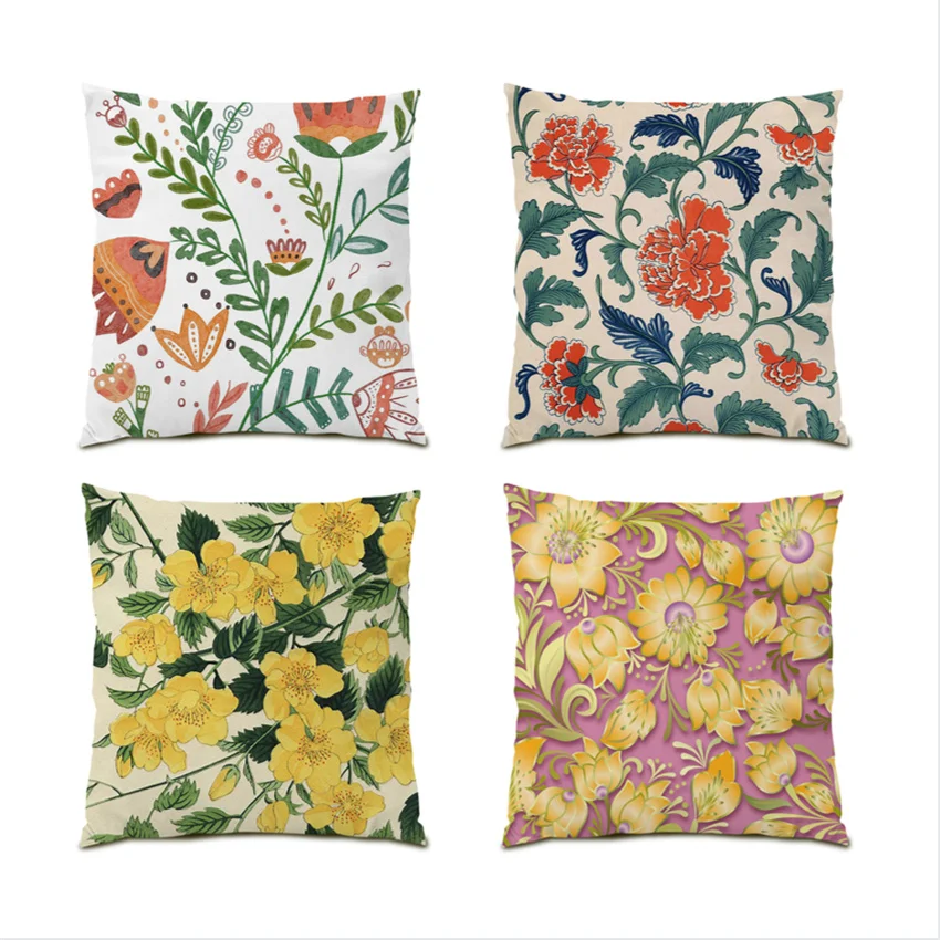 

Home Decor Tropical Sofa Decorative Pillow Cases Flowers Cushion Cover 45x45 Plants Velvet Pillowcase household products E0235