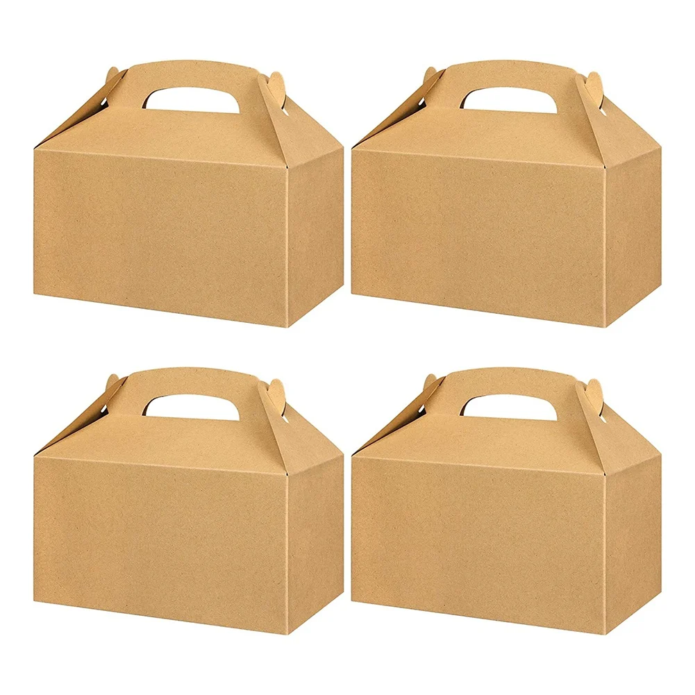 Es White, Candy Boxes Party Favors With Handle Paper Cookie Gift Bags Gable Boxes Khaki