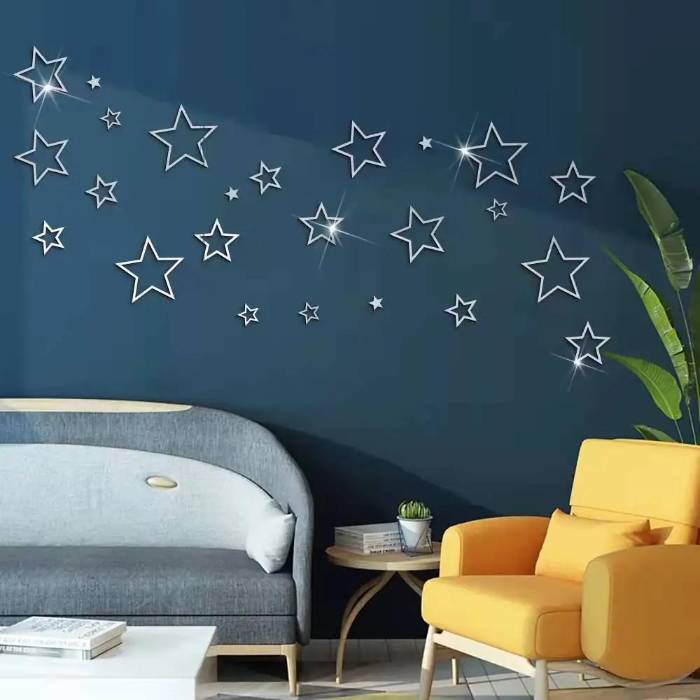 

Stars Mirrors Wall Sticker Aesthetic Room Decor Mirror Stickers for Living Espejos Decorativos Small Mirror