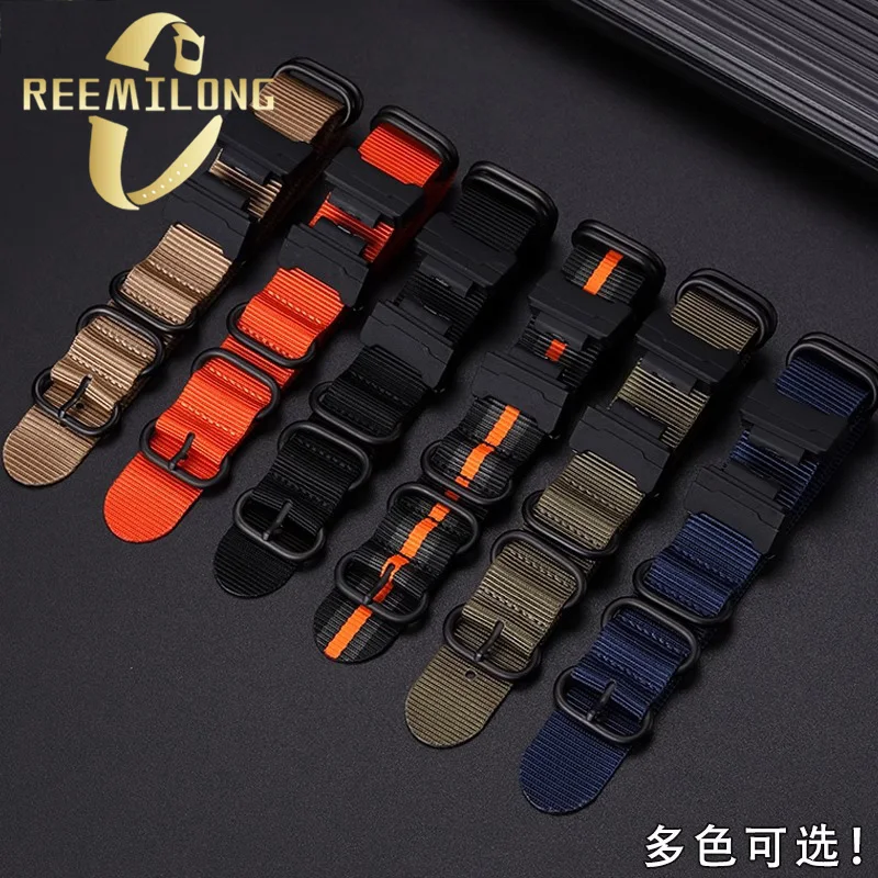Фото Нейлоновый холщовый ремешок для часов CASIO DW5600 DW5610 GW-B5600 черный оранжевый хаки синий желтый зеленый спортивный мужской ремешок для часов на открытом воздухе №2