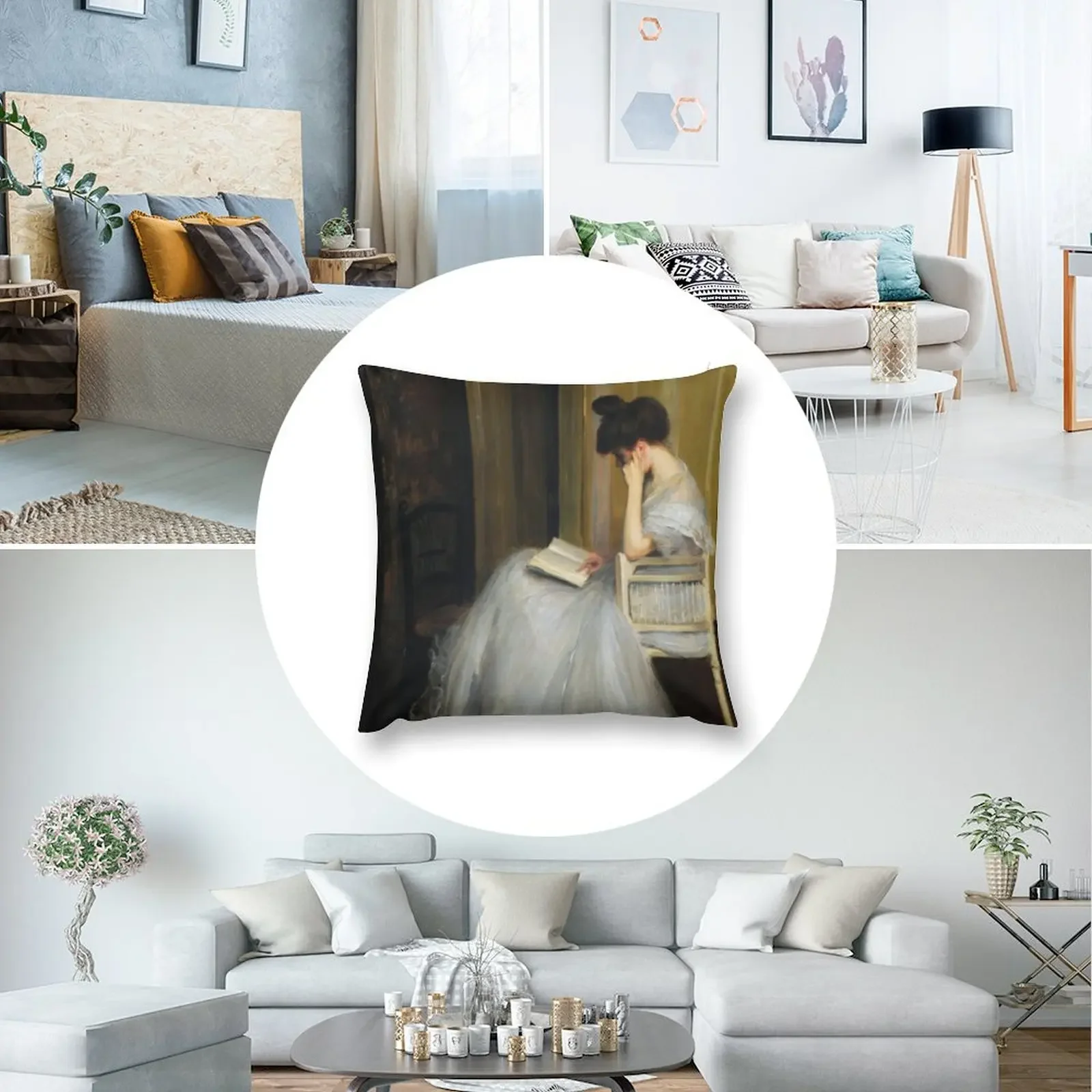 Декоративная подушка Mujer leyendo Jacques Émile Blanche