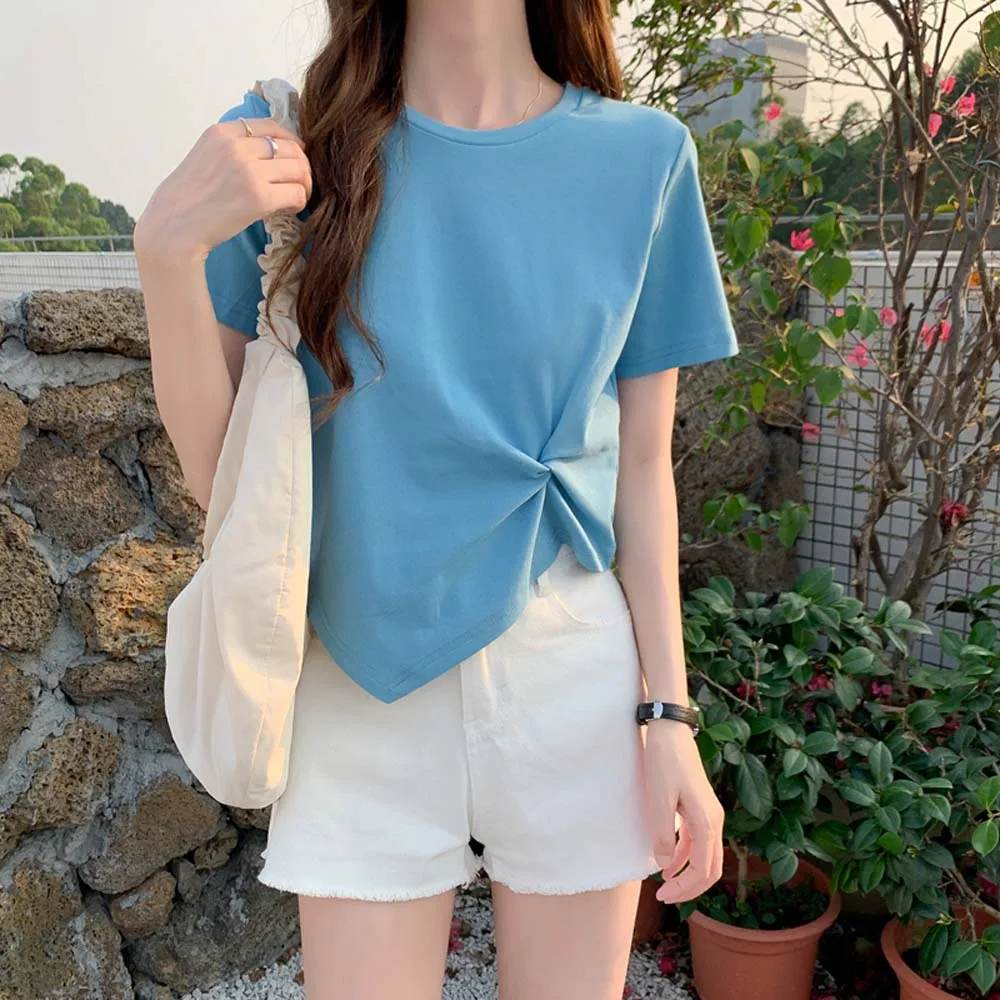 

2022 Summer New Women's Irregular Short-sleeved T-shirt Niche Kink Street Wear Korean Fashion Hot Girl Top Casual Female Clothes