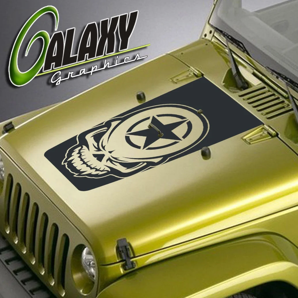 

Для универсального Wrangler Блэкаут капюшон наклейка армия Звезда Череп #3-Виниловая наклейка