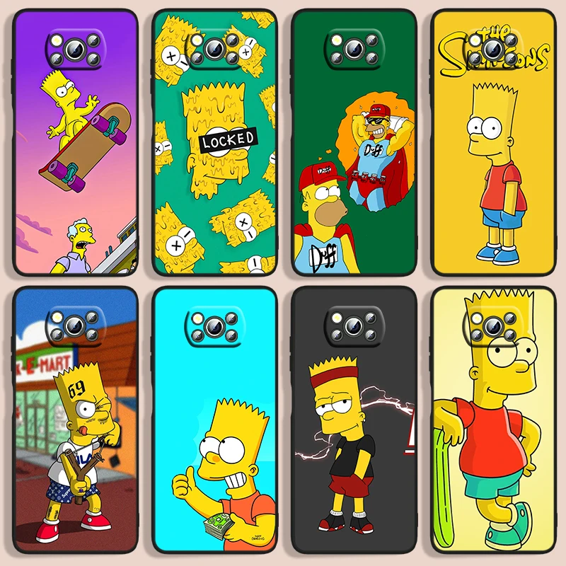 

Kids Disney The Simpsons Phone Case For Xiaomi Poco F1 X2 F2 X3 C3 M3 F3 X4 M4 F4 Pro 5G 4G NFC GT Black Iuxury Silicone Back