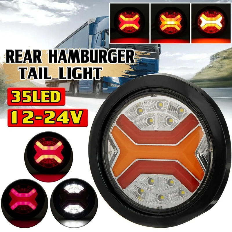 

Flowing 35 LED Truck Trailer Rear Turn Signal Blinker Lamp 12-24V Reverse Stop Tail Lights Tractor RV Van Taillights
