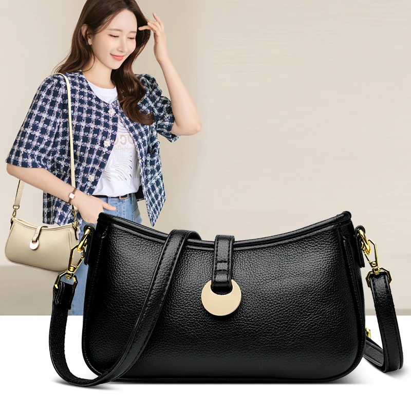 

New Solid Color Crossbody Bag Luxury Leather Women Shoulder Messenger Bag 2023 Brand Female Fashion Designer Handbag and Purse