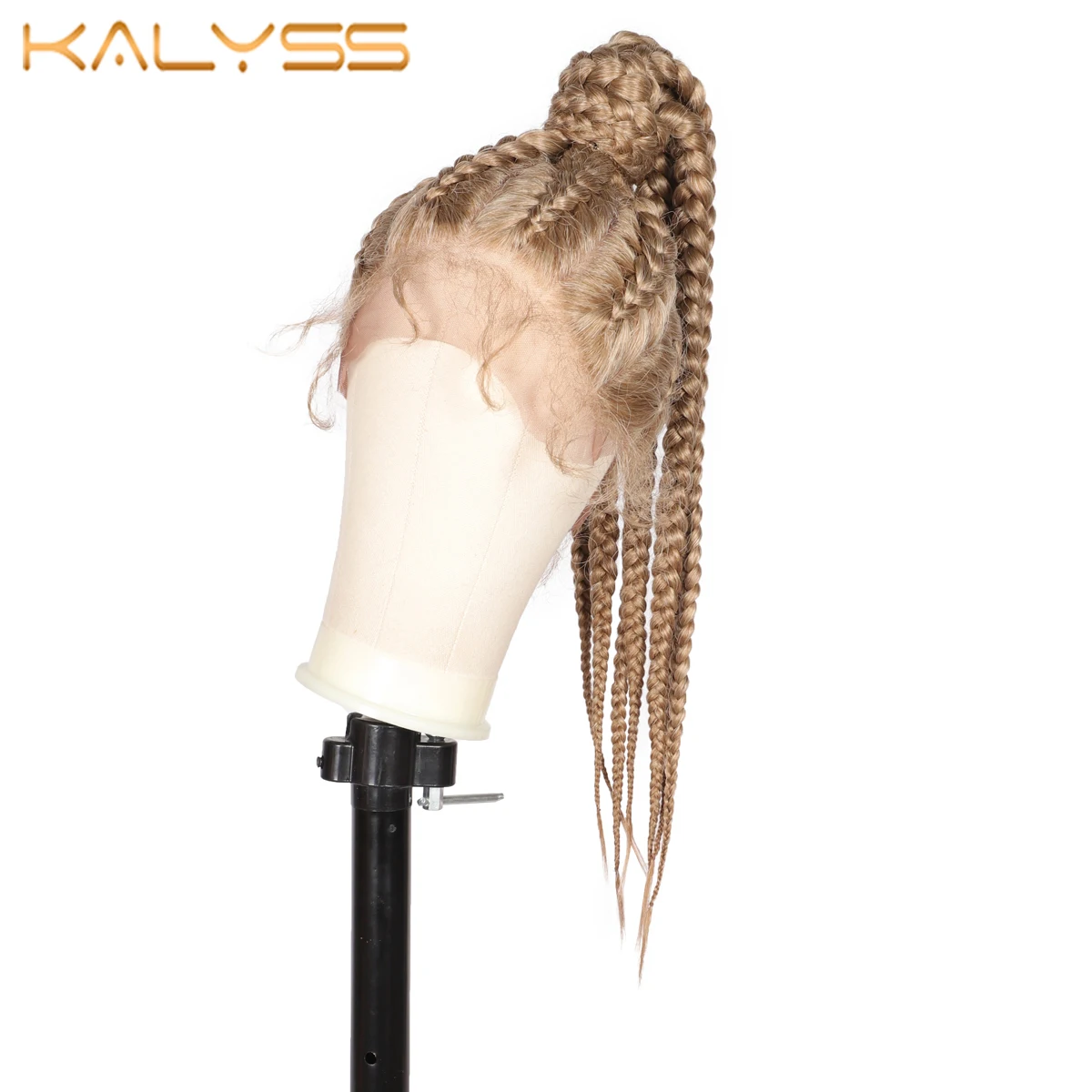 

Kalyss 22 Inches Braided Lace Front Wigs with Baby Hairs Bloned Cornrow Box Braids Ponytails Synthetic Wigs for Black Women