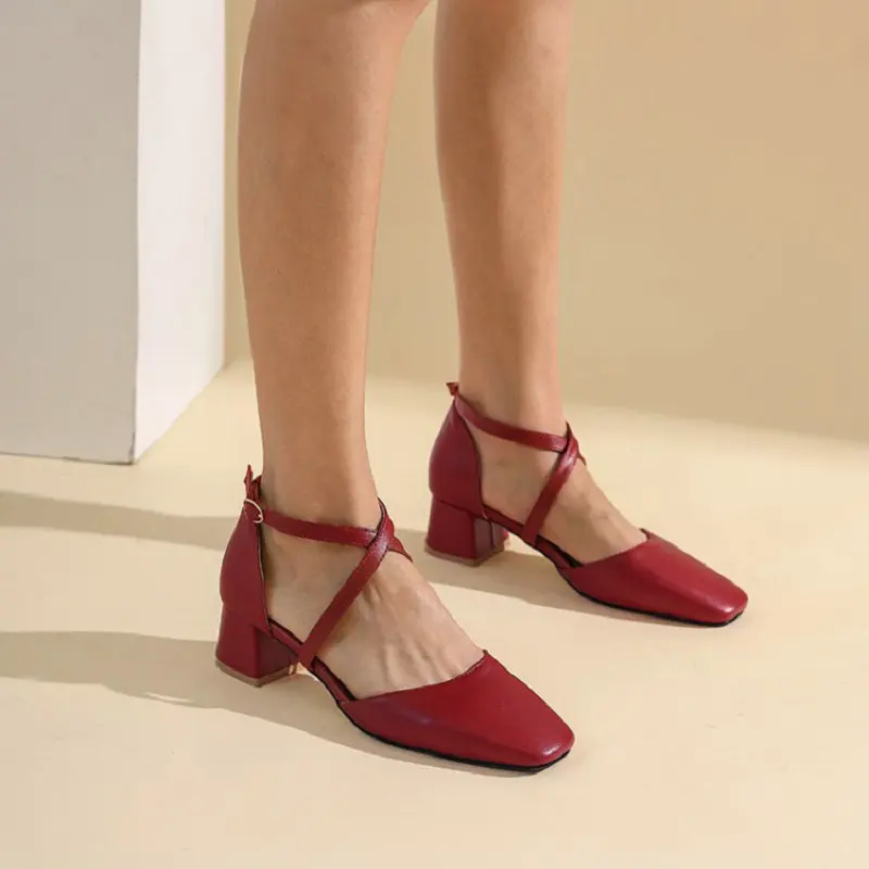 Женские босоножки с перекрестными ремешками QPLYXCO красные белые черные из