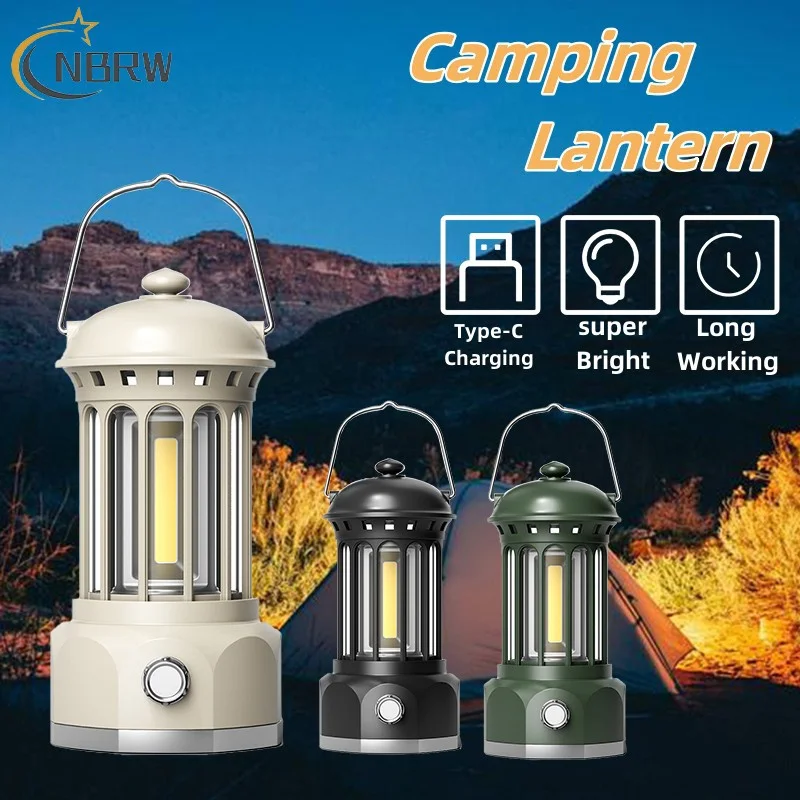 

Перезаряжаемый фонарь для кемпинга в стиле ретро, светодиодный фонарь для кемпинга, винтажный уличный портативный фонарь для палатки, кемп...
