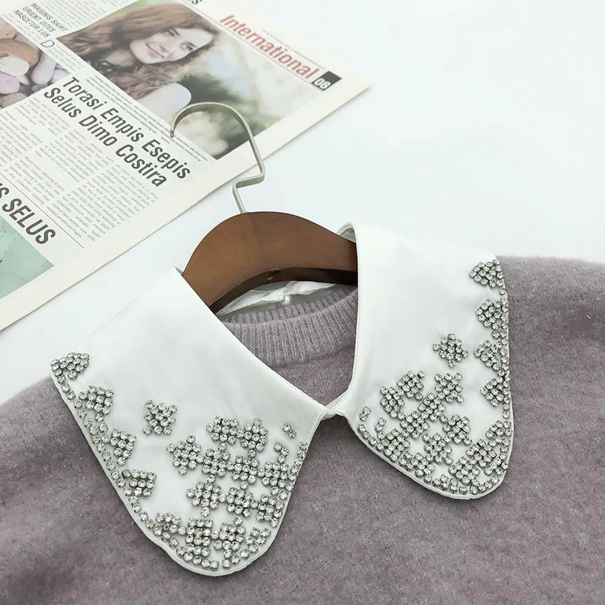 

Korean Style False Collar for Women Blouse Necklace False Collar White Girls Handmade Beads Shirt Detachable Sweater Collars