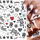 Черно-белая змея дизайнерская 3D наклейка для ногтей Дракон любовь Зебра дизайн ногтей слайдер для ногтей Гель-лак наклейка украшение маникюр