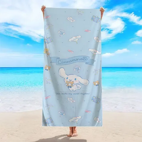 Пляжное полотенце Cinnamoroll Pattern. махровые банные полотенца из микрофибры для йоги, путешествий, плавания, фитнеса и кемпинга.